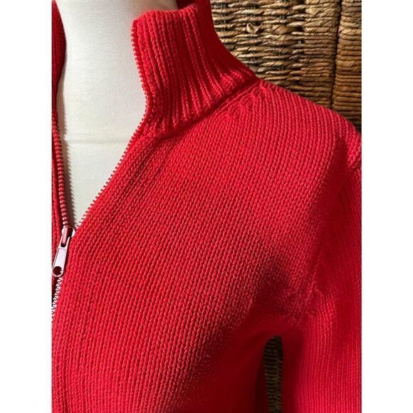 Esprit Vintage (Deadstock) Full Zip Long Sleeve 100% Cotton Mock Collar Red Card - Picture 10 of 11